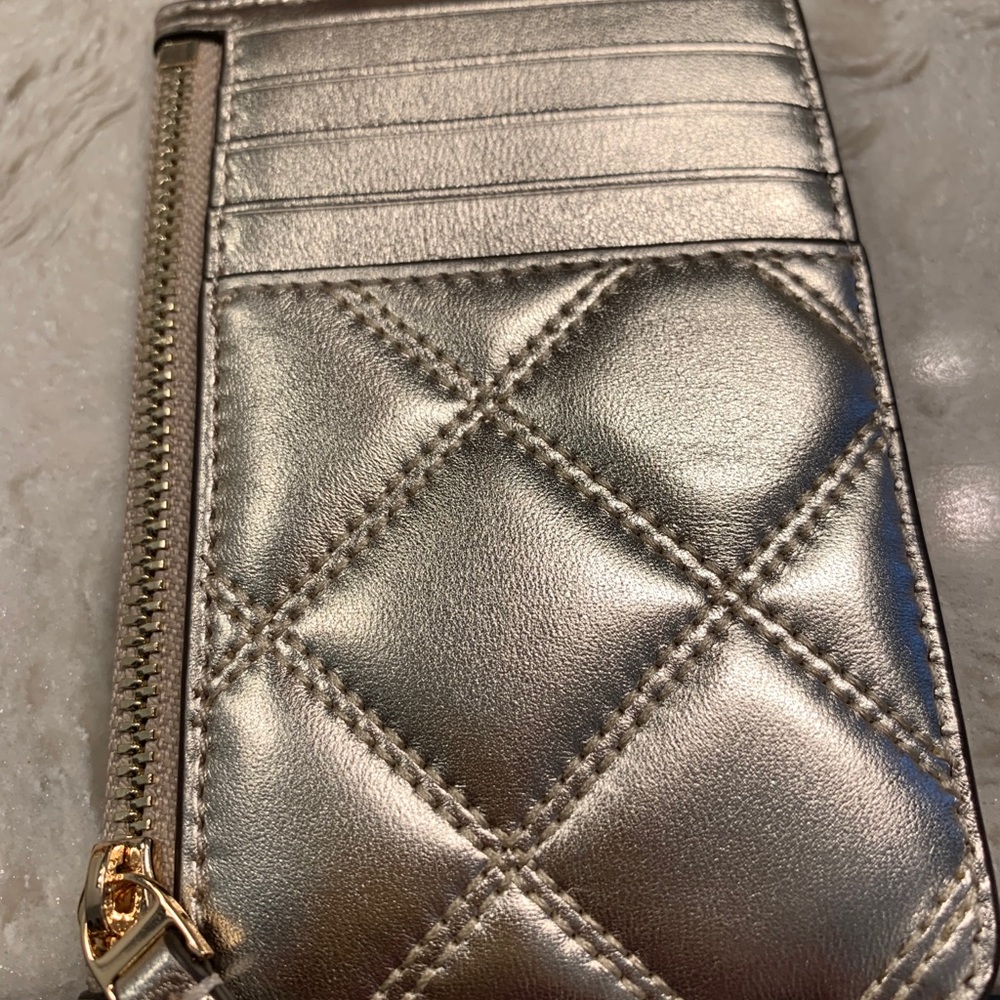 Tory Burch Savannah Zip Card Case, White Gold - Picture 7 of 9